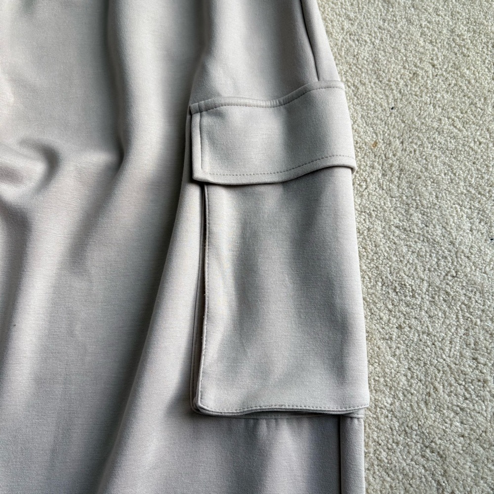 White Birch Cream Elastic Waist cargo jogger Pants - Picture 3 of 5